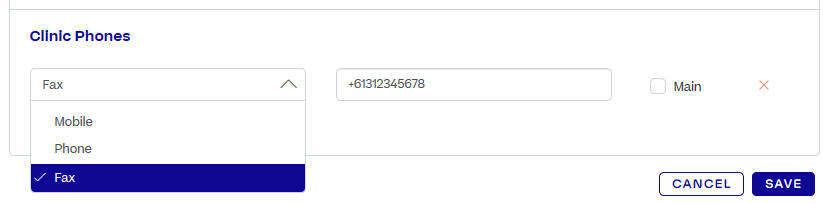 Adding a fax number to a specialist's profile in Halaxy