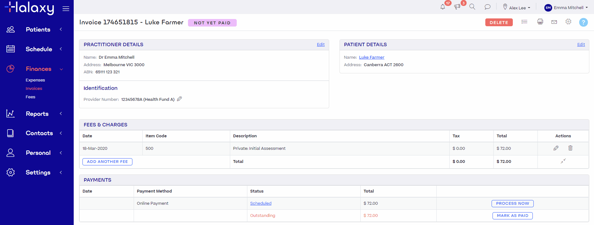 User clicks the Edit icon in the Identifications section of an invoice and selects a different ID